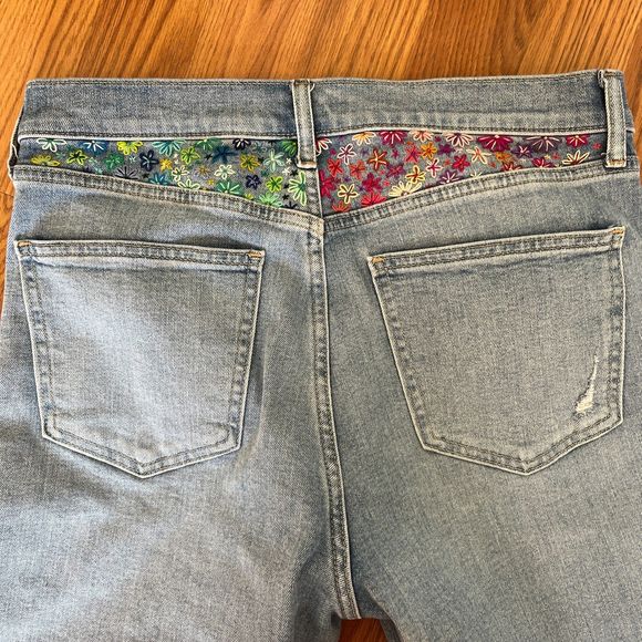 GAP Cigarette High Rise Jeans Hand Embroidered Size 29 - Picture 8 of 10